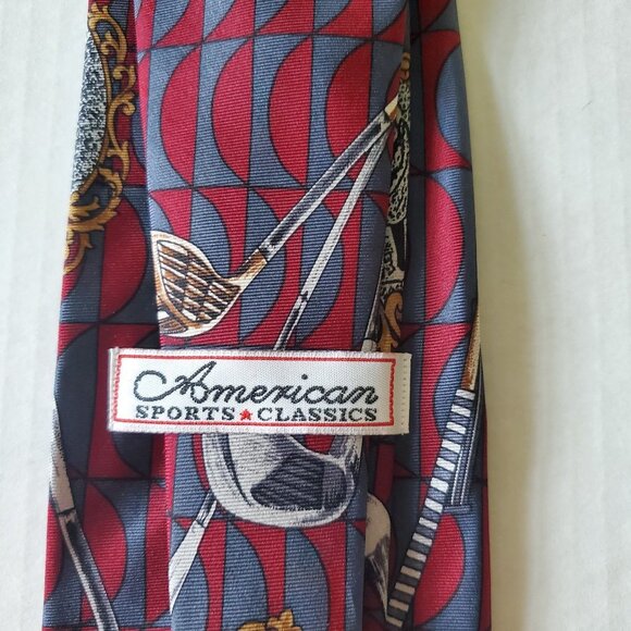 American Sports Classics Golf Theme 100% Silk Neck Tie Made in USA - Picture 7 of 7